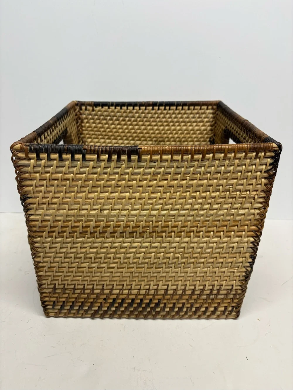 Woven Seagrass Storage Bin Basket with Handles - Natural Brown 10x10x10